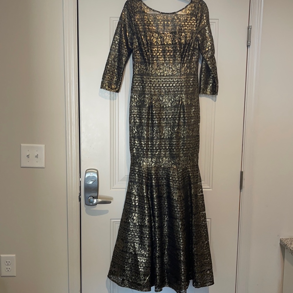 Black and gold long dress.